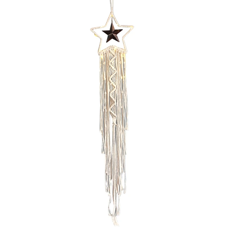 

Moon Star Fringed Pendant Tassel Hanging Ornaments Wall Decorations Bedroom Decor Photography Props Dream Net Catcher