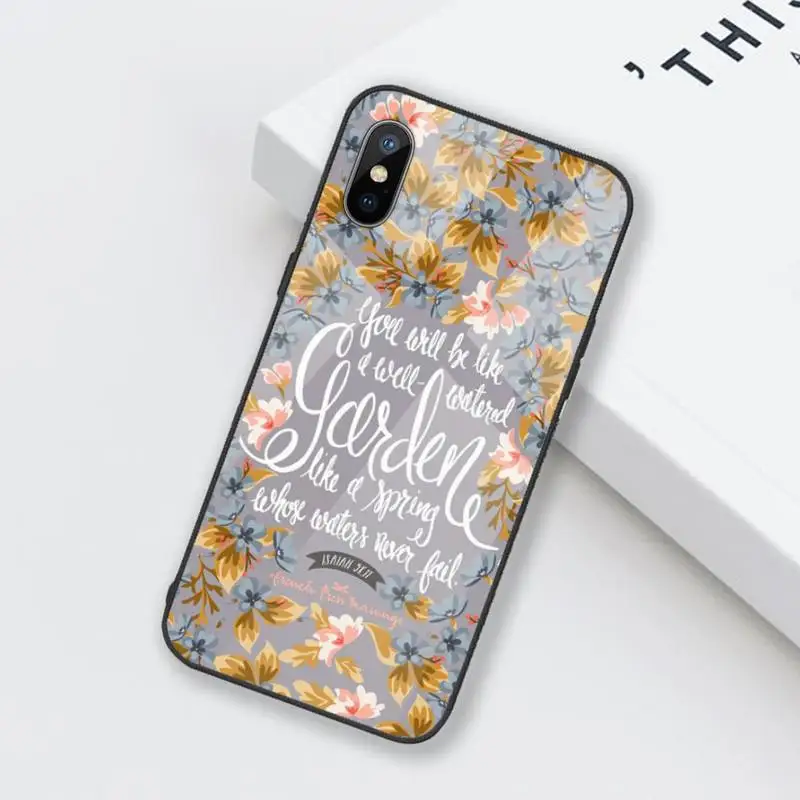 

bible Quotes Phone Case Tempered glass For iphone 6 6S 7 8 plus X XS XR 11 12 mini PRO MAX