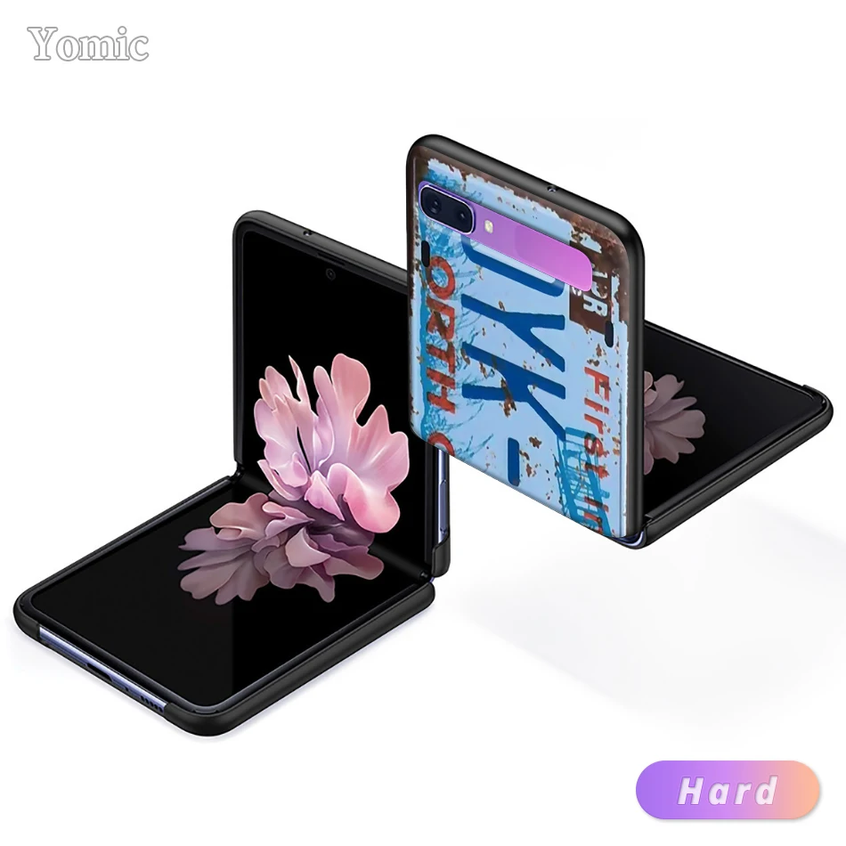 

Retro License Plate Number Capa for Samsung Galaxy Z Flip 6.7" Black Hard Phone Case Cover ZFlip 5G PC Segmented Protect Coque