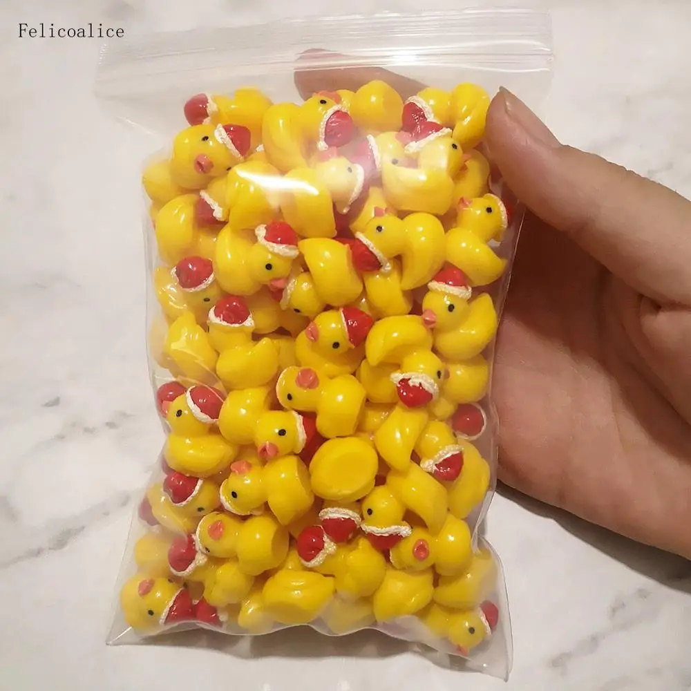 100pcs 100 шт слайм DIY аксессуары Мультяшные животные торт игрушка Смола Рождество утка пушистый прозрачный поставки слаймов Подарочная игрушка - Цвет: 100pcs