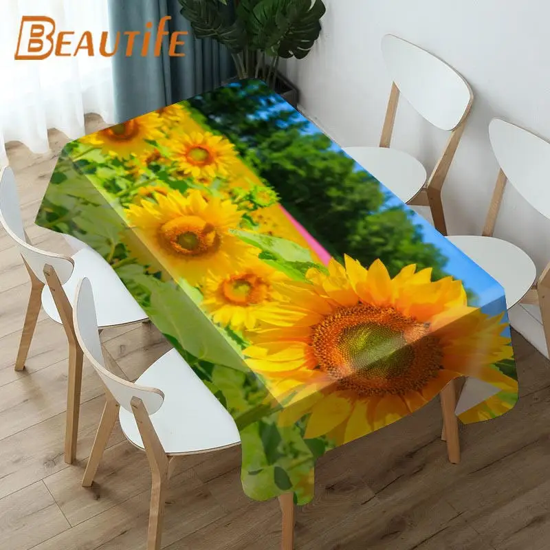 Красивое растение подсолнуха на заказ кухонная скатерть разных размеров