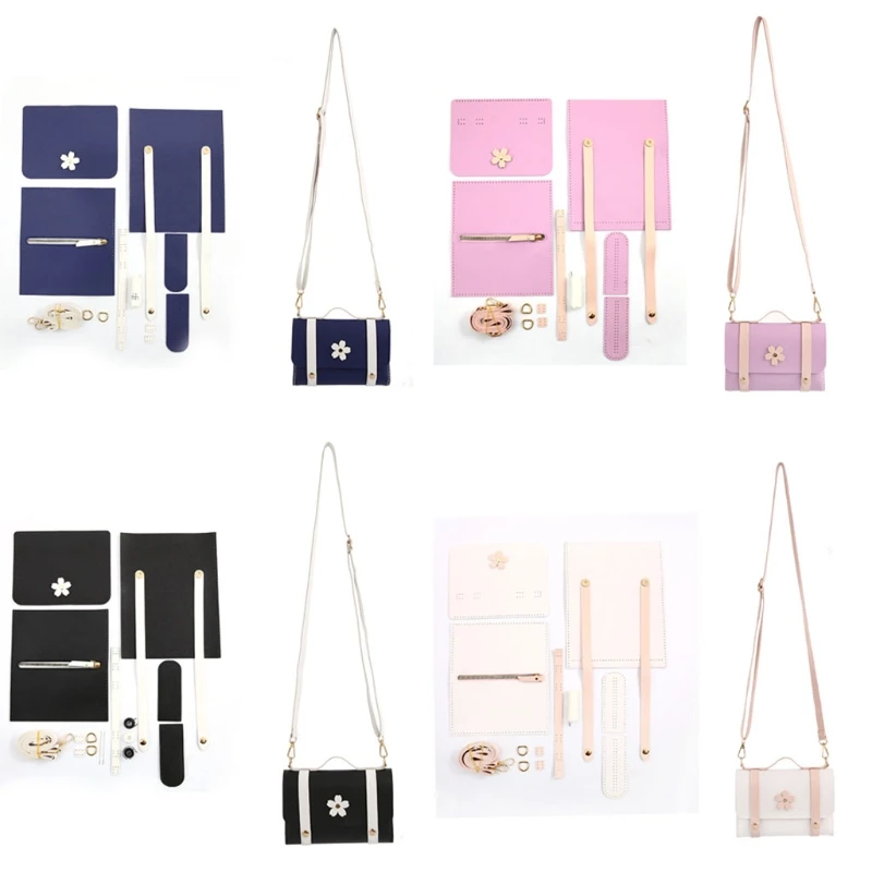 

DIY Leather Floral Bag Handmade Bag Material Special Portable Women's Shoulder Bag Crafting Black Blue Purple White