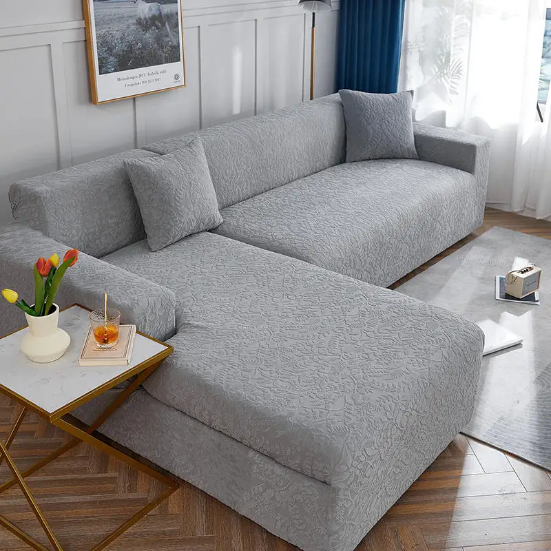 

Solid Color Jacquard Sofa Cover for Living Room Soft Stretch Fabric Couch Armchair Loveseat Chaise Lounge Corner Sofa Slipcover