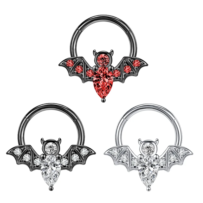 

1PC Cute Bat Nose Piercing Ring Nase Cuff Hoop Septum Rings Titanium Steel Nez Cuff Nariz Piercing Nose Piercings Goth Piercing