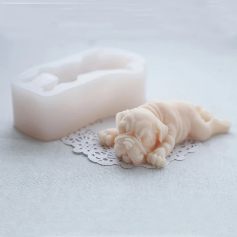 

3D Big Dog Silicone Mold Mousse Cake Cute Shar Pei Mould Ice Cream Jello Blast Chilling Tool DIY Fondant Soap Candle Decoration