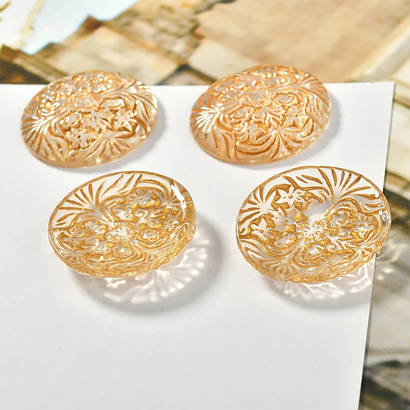 Ретро золотые тисненые с цветочным эффектом прозрачные пластыри из смолы в виде