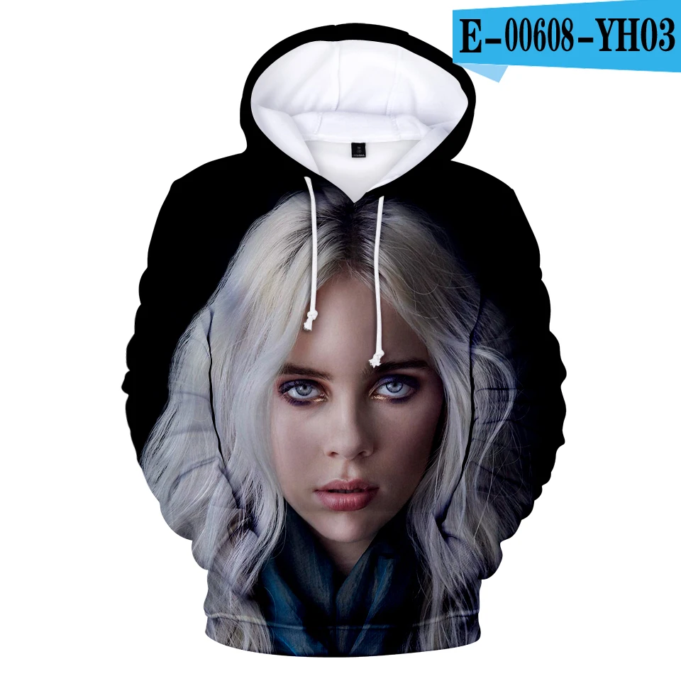 3D Новые модные толстовки с капюшоном Billie Eilish 3D, популярные мужские и женские пуловеры для мальчиков и девочек, повседневные толстовки Harajuku на осень и зиму - Color: 3D