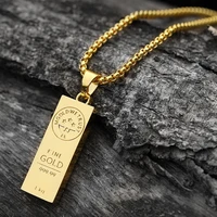 new fashion style hip hop pendant gentleman necklaces golden brick cube bar bullion charm round box long chain jewelry gifts