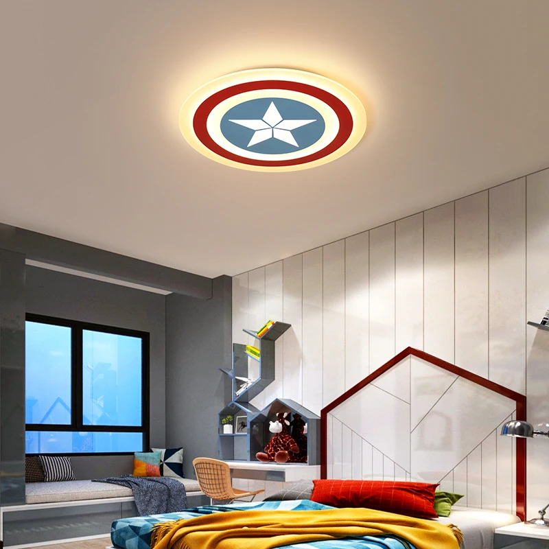 Детский светодиодный потолочный светильник Капитан Америка с пультом