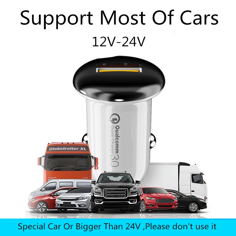 QC3.0 мини usb зарядное устройство для авто с контрастным Зарядное Мобильный телефон