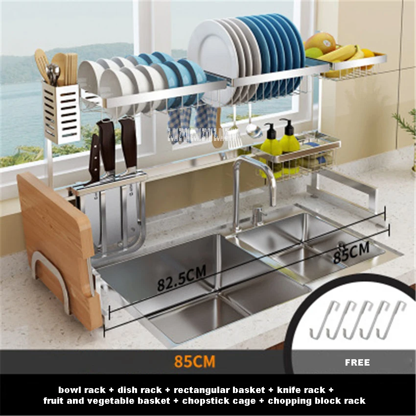 304 Stainless Steel KQ-SCJ 201/304 кухонная полка из нержавеющей стали настенный нож для специй сушилка для посуды держатель для палочек комбинированный Органайзер - Color: 304 Stainless Steel