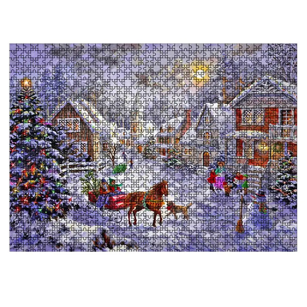 

Christmas Puzzle Set Precise Cutting Durable Handmade Jigsaw Toy Decoration Enjoy The Entertainment Time For Family