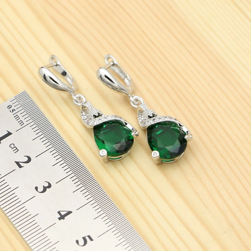925 серебряные ювелирные наборы для женщин вечерние аксессуары зеленый фианит