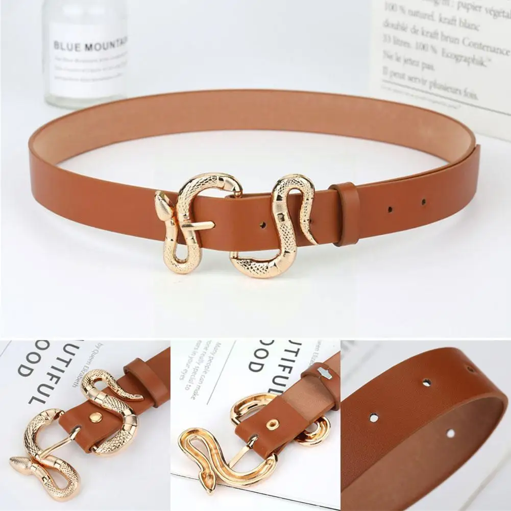 

Shinny Snake Buckle Belts For Women Retro Belt Luxury Pu Leather Gothic Casual Fashion Belt Ladies Jeans Waistba T1c6