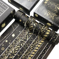 10pcs set black gold washi tape vintage masking tape decorative adhesive tape sticker scrapbooking supplies craft supplies