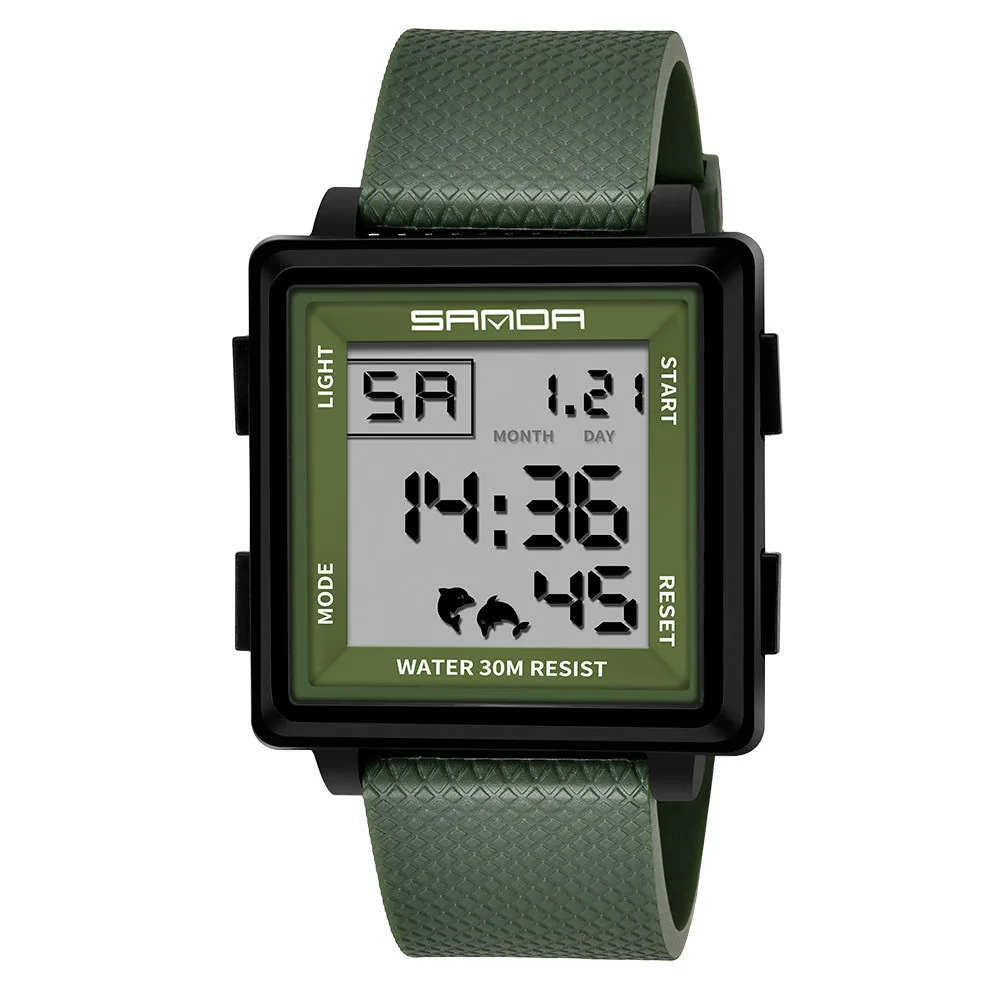 

Men Watch Fashion Electronic Sports Watch Square Japanese Movement Luminous Alarm Clock Stopwatch Chronograph Week Reloj Hombre