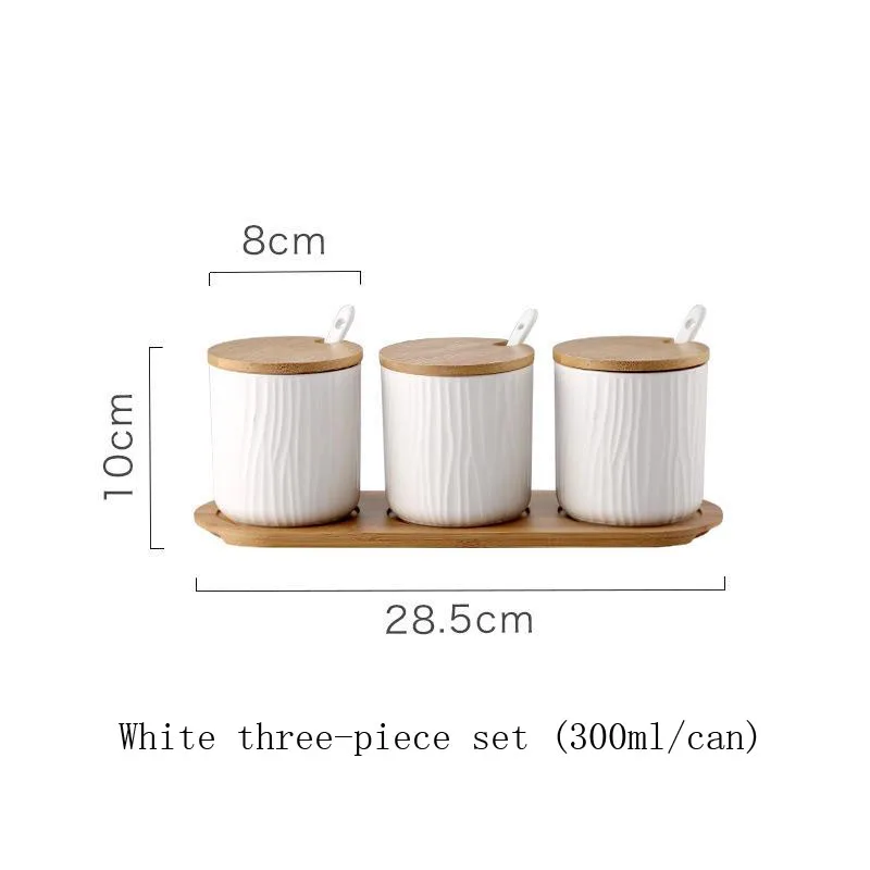 3 шт./компл. керамическая круглая баночка для приправ с крышкой и ложкой