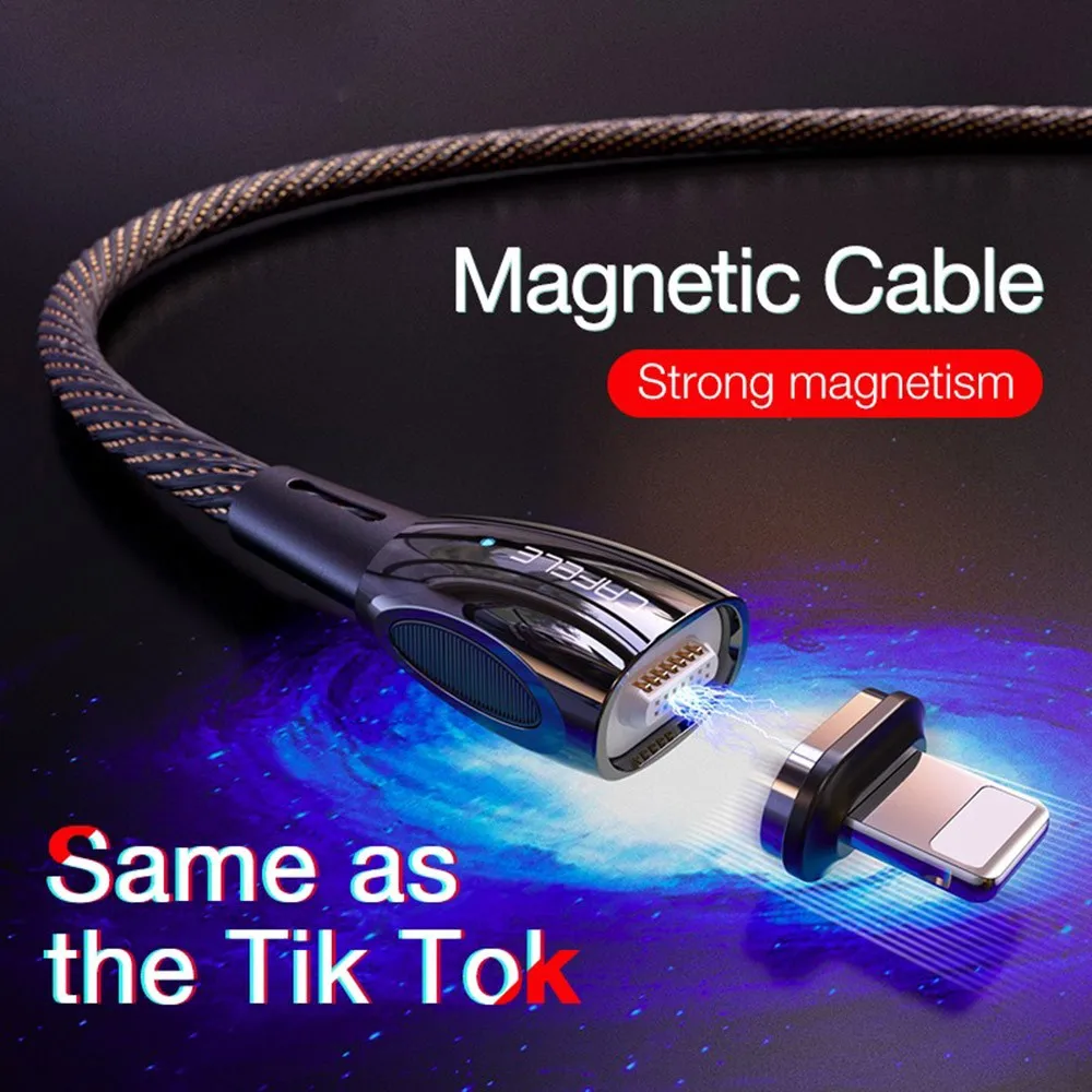Магнитный usb-кабель 3A 2M QC 3 0 для iPhone X Xr Xs Max Xiaomi 9 8 Micro USB type C кабель зарядки провода