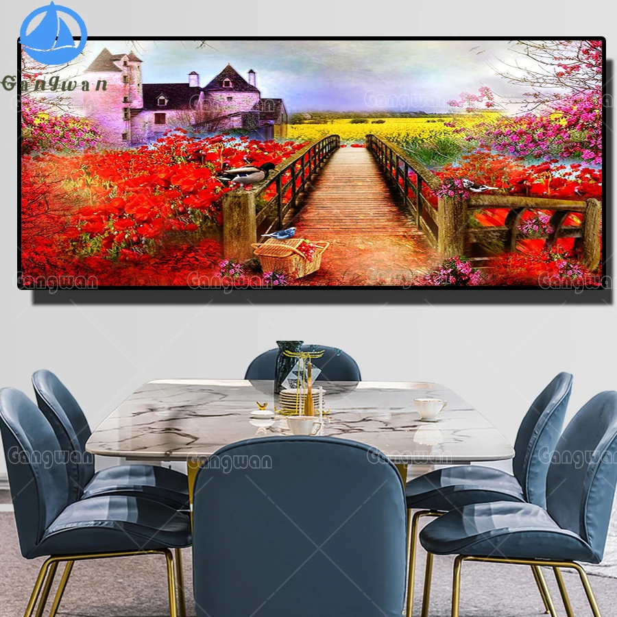 

Full Square/Round drill diamond Painting dream house 5D DIY diamond embroidery mosaic flower bridge scenery large Decoration art