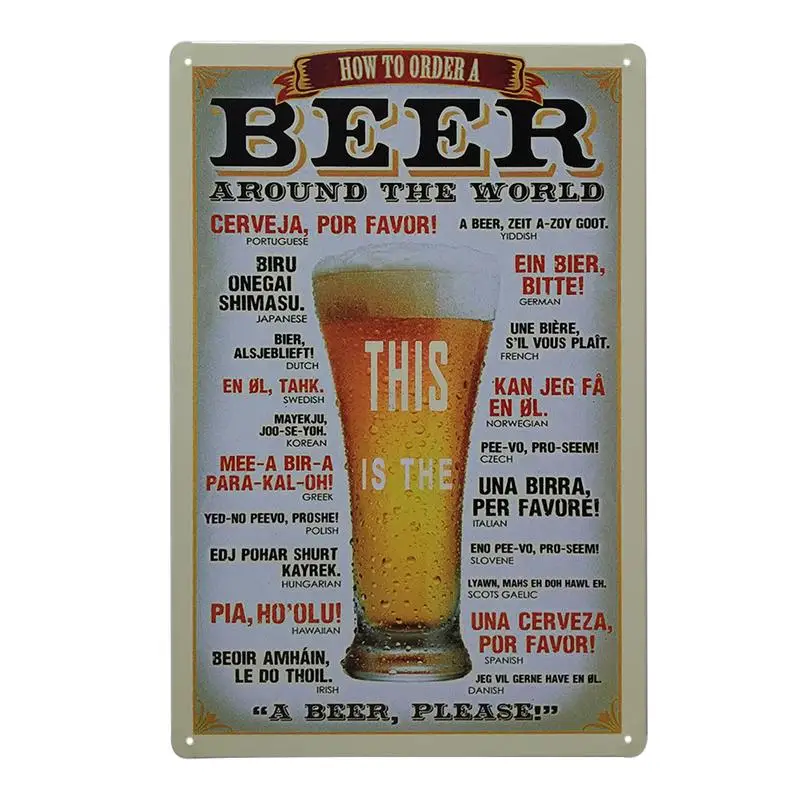 Пивная винтажная декоративная вывеска Оловянная металлическая железная