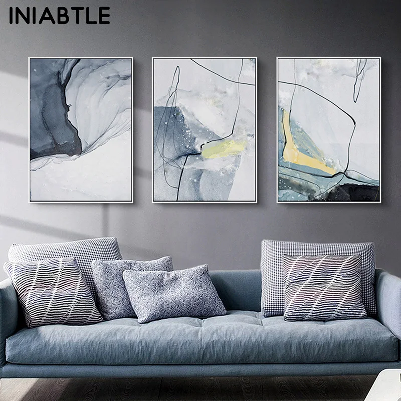 

Watercolor Line Abstract Painting Ink Wall Art Canvas Posters And Prints Nordic Style Morden Pictures Living Room Home Decor