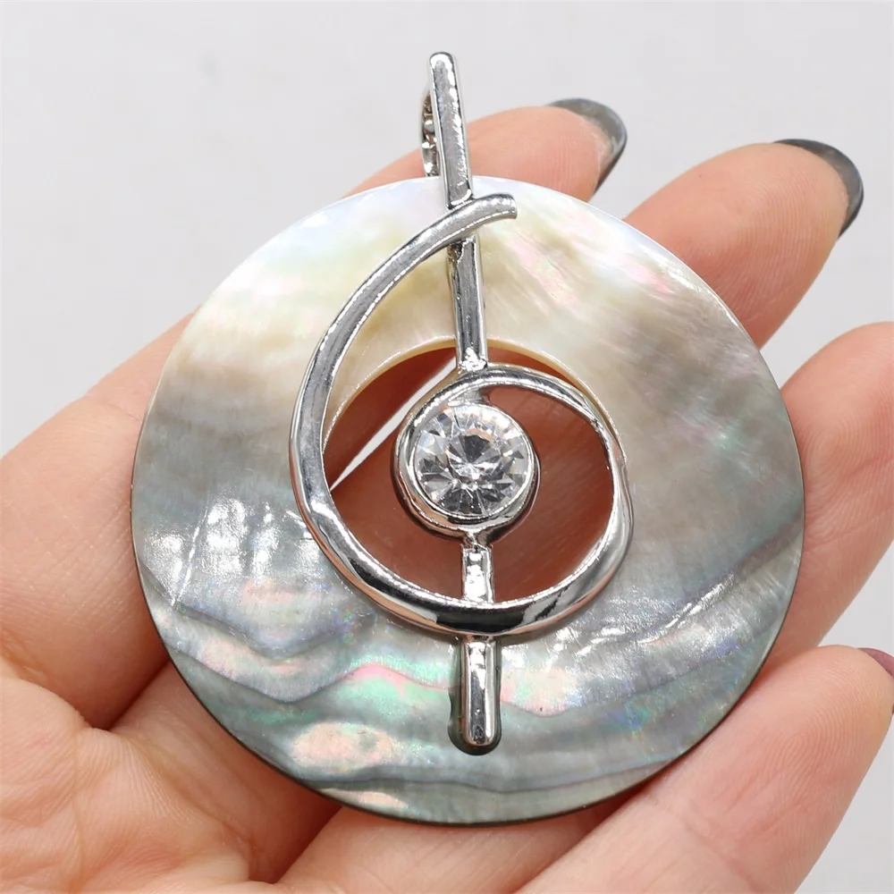 

Natural Shell Pendant Round Musical Note Decoration for DIY Necklace Wonderful Music Unique Jewelry 50x50mm