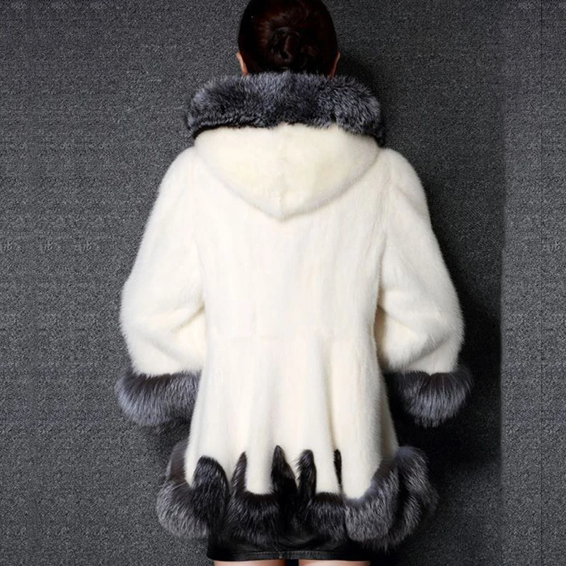 2023 New Women's Winter Imitation Fur Coat Mid-length Mink Velvet Hooded Warm Basic Female Plus Size Popular Elegant Soft Jacket