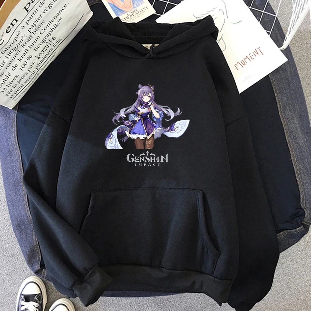 

Hot Anime Keqing Hoodie Women Manga Harajuku fashion Genshin impact Hoodies Female Casual Sweatshirts Pullovers Genshin Hoody