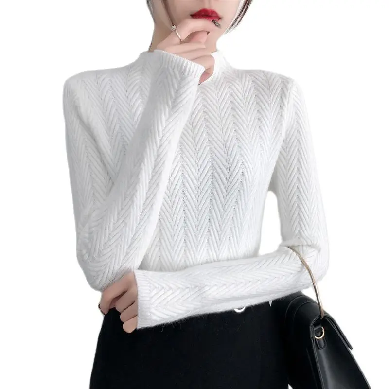 Женский свитер с полувысоким воротником на осень и зиму новый стиль 2021 короткая