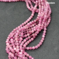 mamiam natural pink tourmaline faceted round stone smooth beads 4mm diy bracelet necklace jewelry making gift design