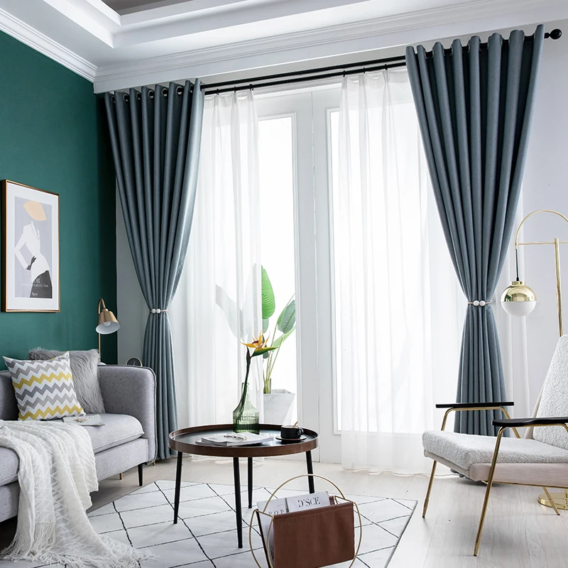 

Modern Style Solid Color Cotton Thermal Insulated Curtains Blackout Curtain For Living Room Bedroom Drapes Window Custom Made
