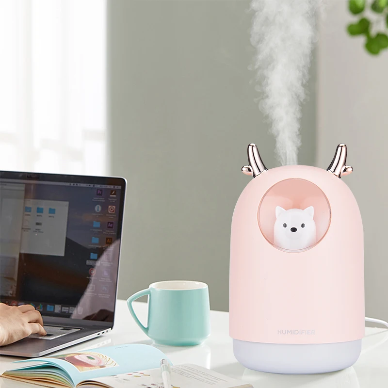 Home Appliances 300ml USB Air Humidifier Cute Pet Ultrasonic Cool Mist Aroma Oil Diffuser Romantic Color LED Lamp Humidificador | Бытовая