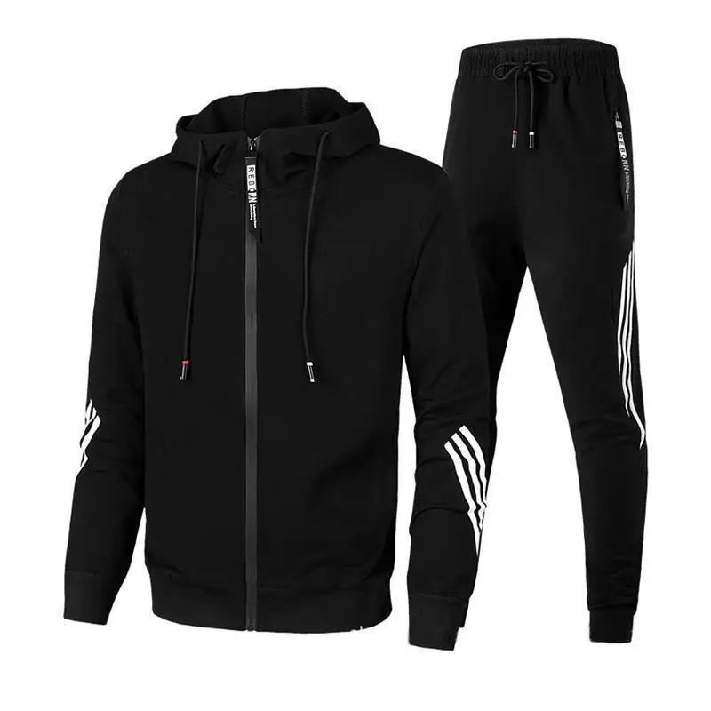 

2021 new European and American Men's casual Sports suit Fashion Zipper Jacket Men and Women Yunning Sports Suit