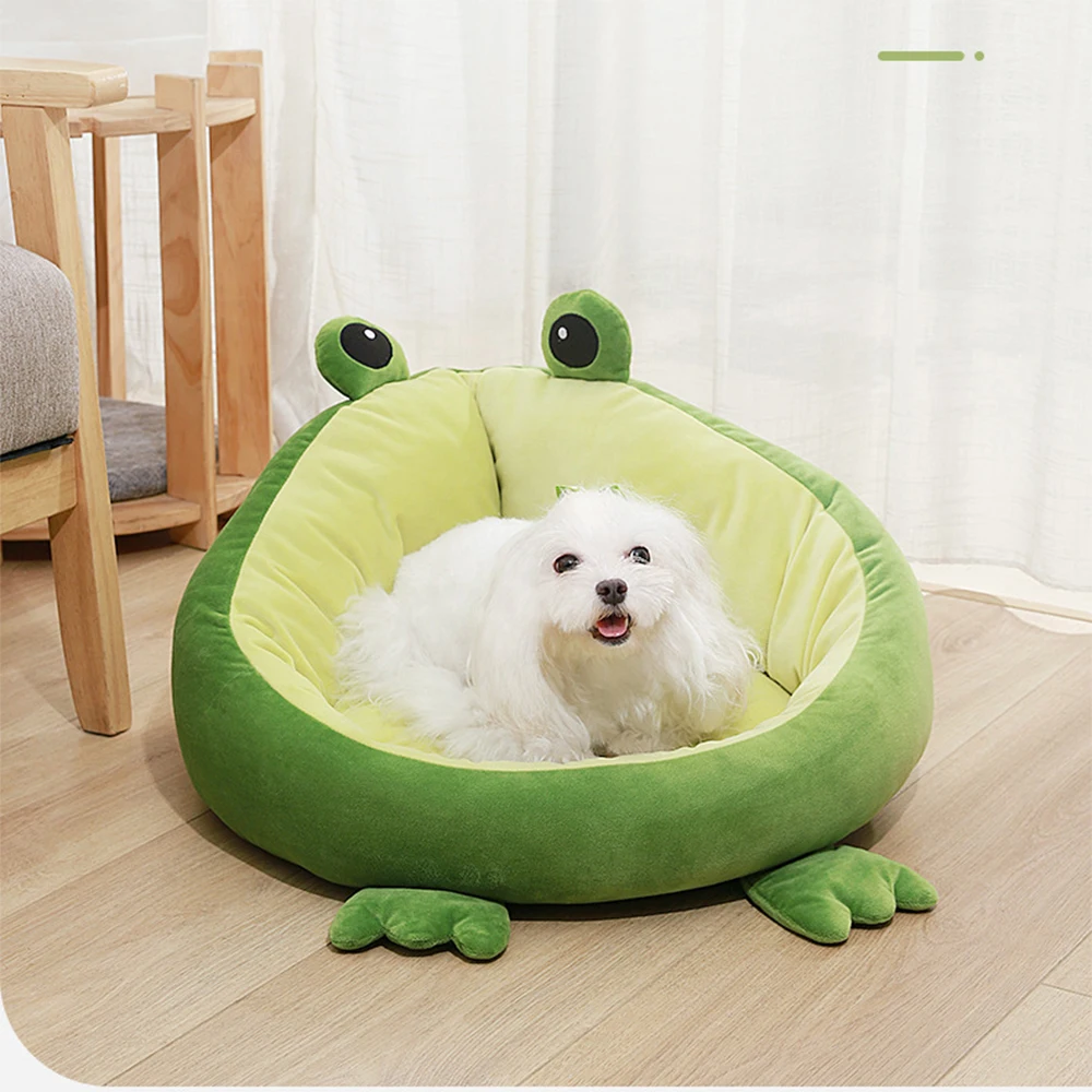 

Super Soft Pet Bed Cute Frog shape Basket Kennel Cat House Winter Warm Sleeping Bag Dog and Cat Cushion Bed Mat Pet Cushion