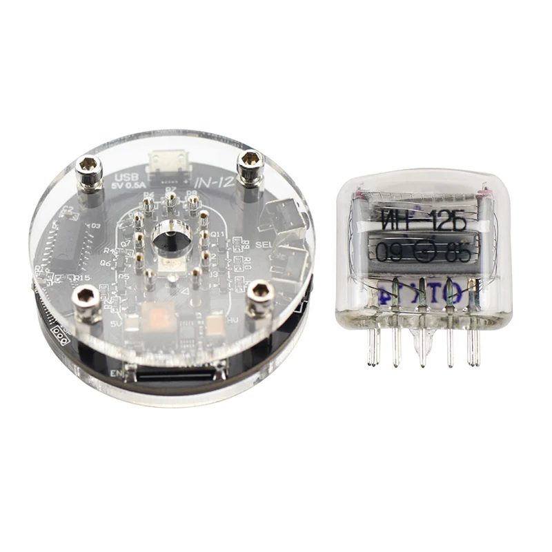 GHXAMP IN-12 Nixie часы RGB Аудио электронные аксессуары DIY одна трубка светящиеся часы micro USB DC5V - Цвет: With tube