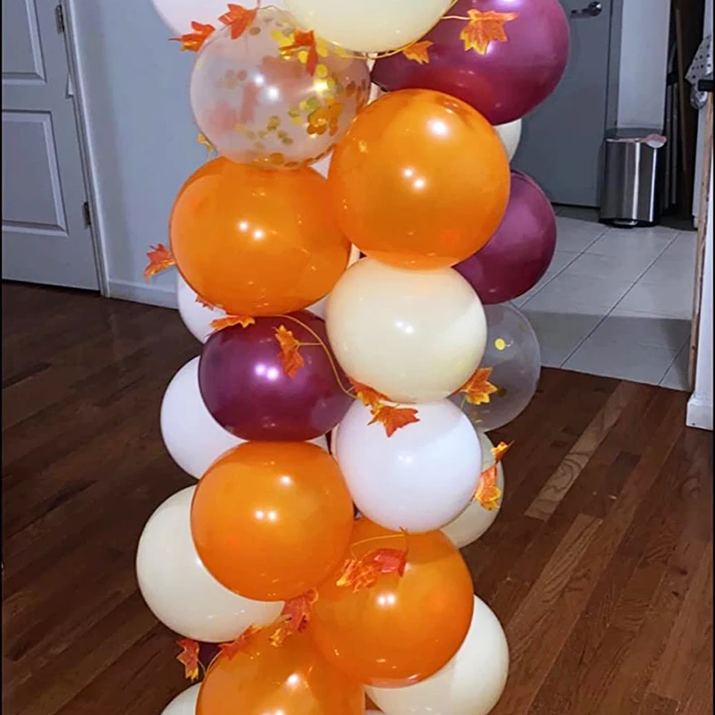 85 unids/lote oto&ntilde;o globos de cumplea&ntilde;os decoraciones de Acci&oacute;n de Gracias naranja Burdeos globos de la Ducha del beb&eacute; de boda fiesta de oto&ntilde;o-5