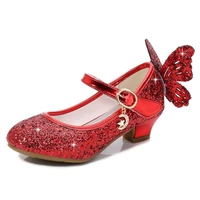 leather shoes for girls high heels autumn spring childrens red princess wedding shoes sequined sandals kids dance shoes girl