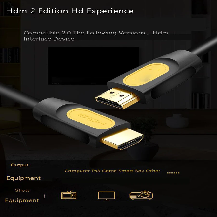 SeenDa Hdmi кабель высокой четкости 2,0 24k позолоченный телевизионная приставка монитор соединительная линия Hdmi сплиттер линия 0,5 м 1 м 1,5 м
