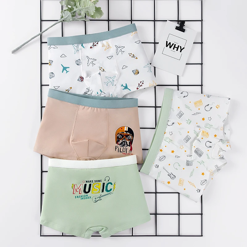 Трусы для подростков Нижнее белье с рисунком больших мальчиков Мягкие хлопковые