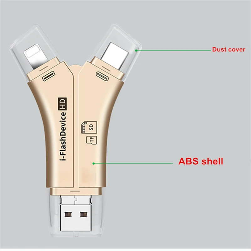 Новый картридер Y-образный Многофункциональный четырехв-1 подходит для Android Apple