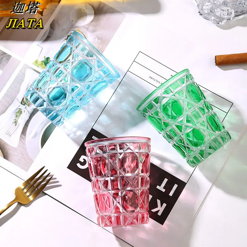 

Wine Glass Whiskey Glass Coffee Cup Lattice Crystal Glass Rattan Lattice Transparent Color Cup Starry Crystal Glass Creative Cup