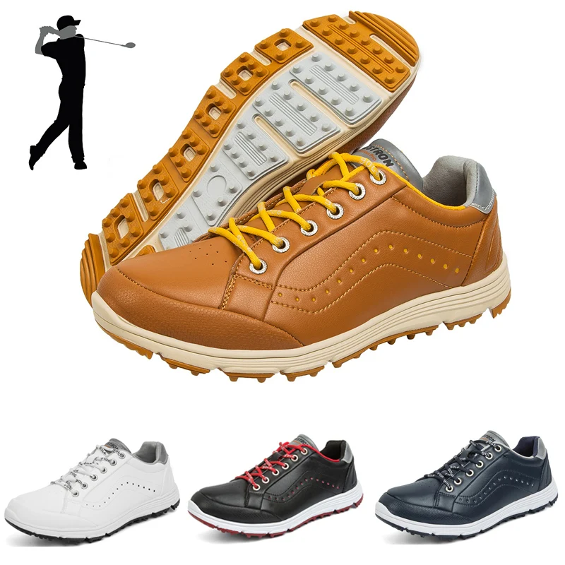 

Professional Leather Golf Shoes Men Spikeless Waterproof Golf Sneakers Comfortable Leather Sports Golf Shoes Original Man Golfer