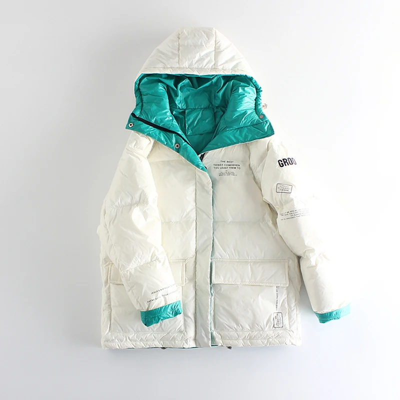 2020 зимнее пальто женская утепленная парка на белом утином пуху зимняя Свободная