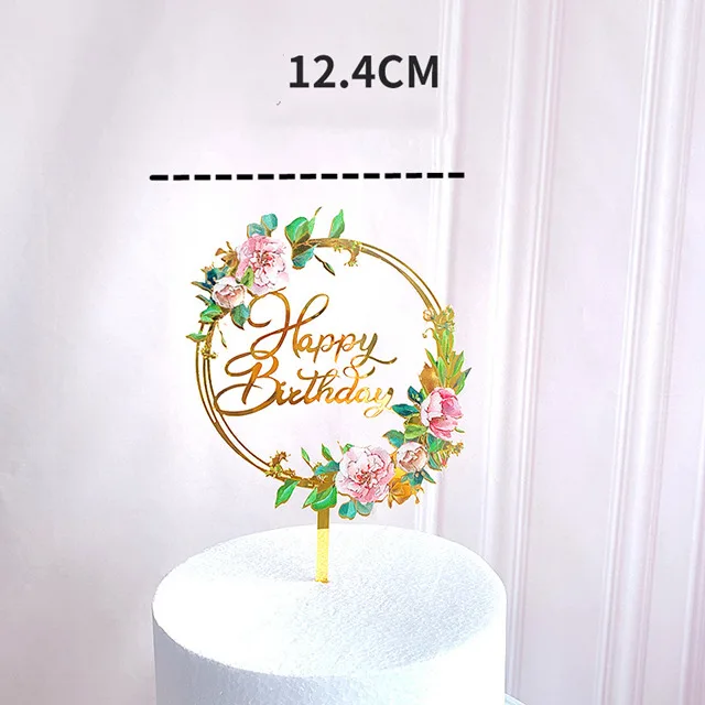 Золотые акриловые цветочные украшения для торта WOHLTAO