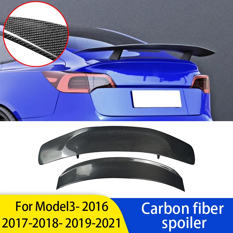 

Real Carbon Fiber Spoiler Wing Double Layers/Set for Tesla Model 3 Rear Spoiler Car Modification Accessories Exterior Refit