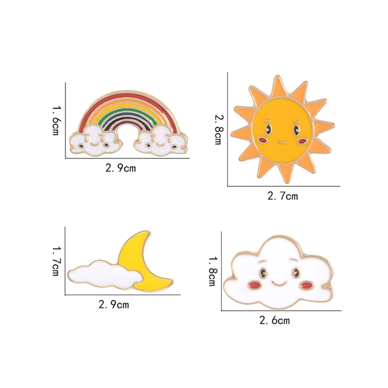 

Smile Rainbow Clouds Moon Sun Brooch Cartoon Enamel Pins Backpack Clothes Lapel Pin Jewelry Lover Gift
