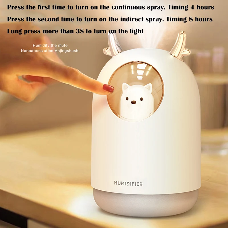 

Cartoon Ultrasonic Electric USB Air Humidifier 300ML Pet Timing Aroma Essential Oil Diffuser Cool Mist Maker Fogger With Light