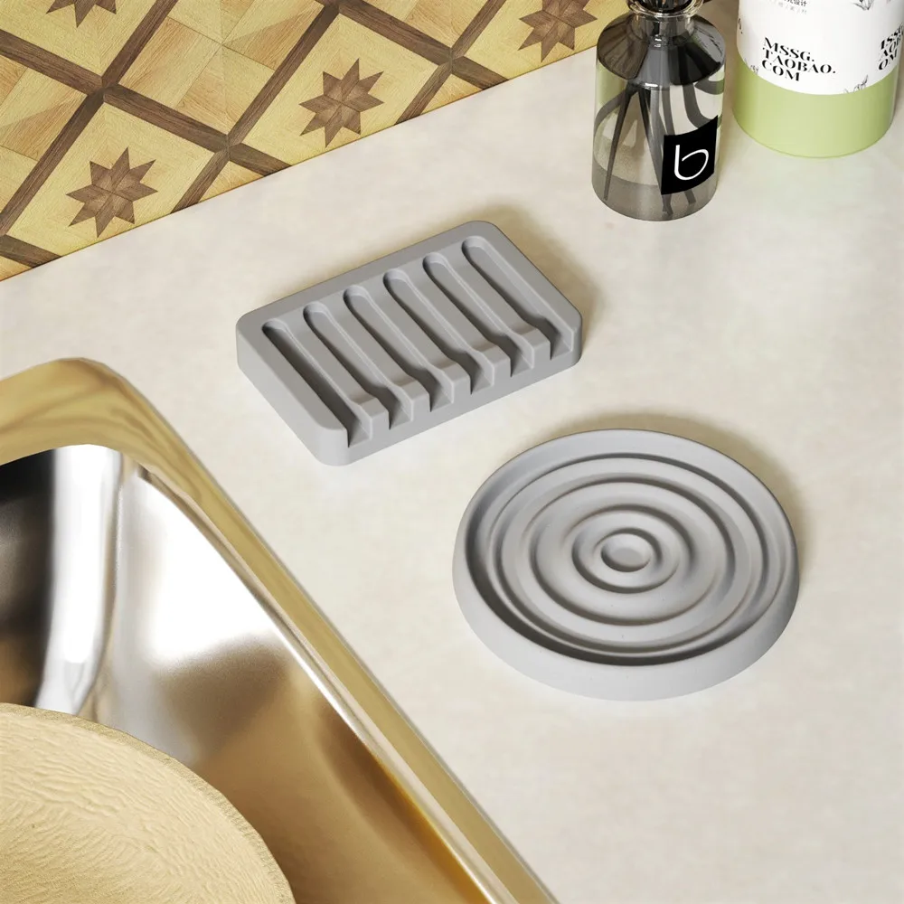 Nicole-Molde de silicona para jabonera, soporte para jab&oacute;n de hormig&oacute;n hecho a mano, herramienta de fabricaci&oacute;n de placas de almacenamiento para Ba&ntilde;o-0
