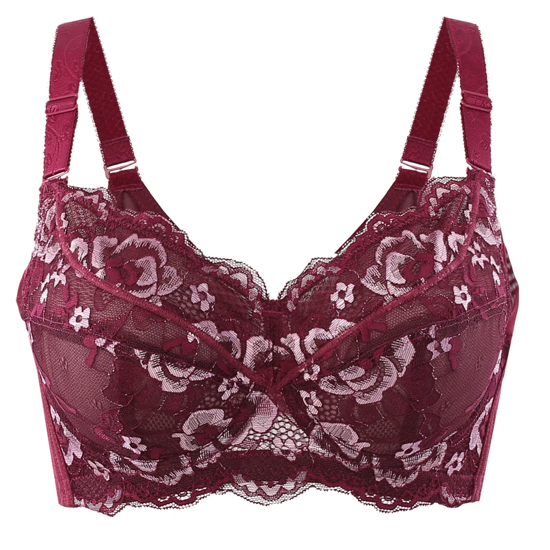

Women Full Coverage Underwired Padded Plus Size Floral Lace Bra 34 36 38 40 42 44 46 48 B C D E F G H