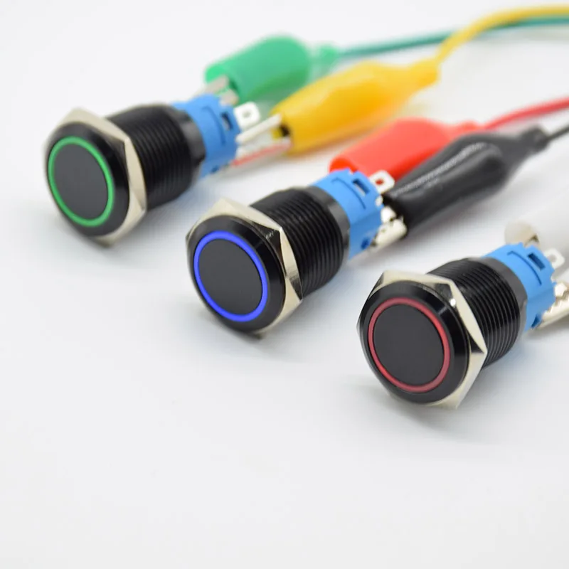 Водонепроницаемый металлический кнопочный переключатель 5 В 12 24 110 220 16